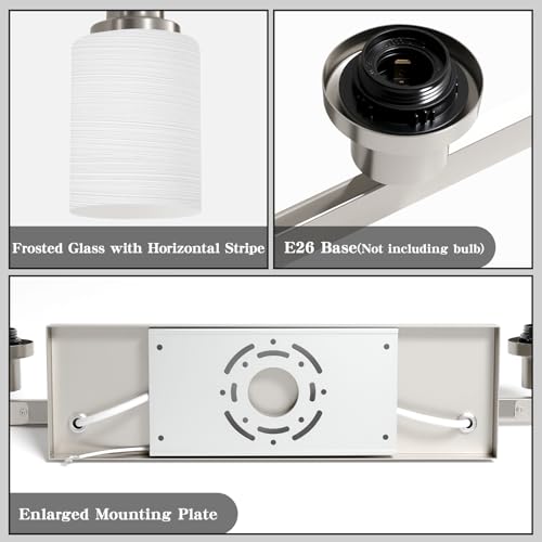 Image of 10-Light Bathroom Vanity Light Brushed Nickel 64.5in Vanity Lights | White Frosted Ribbed Glass Shade Modern Bathroom Wall Lights Fixtures over Mirror Wall Sconces Lighting E26 Base