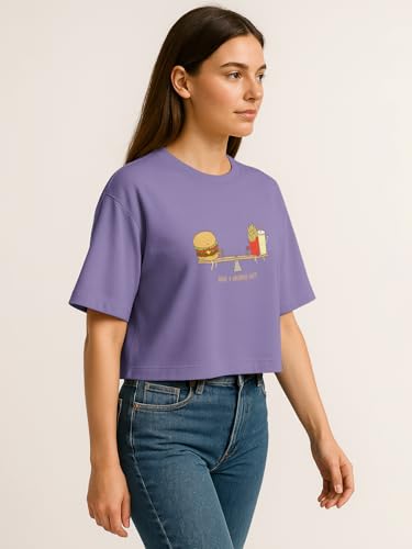 Image of HELLCAT Beige Printed Loose Fit Crew-Neck Crop T-Shirt for Women
