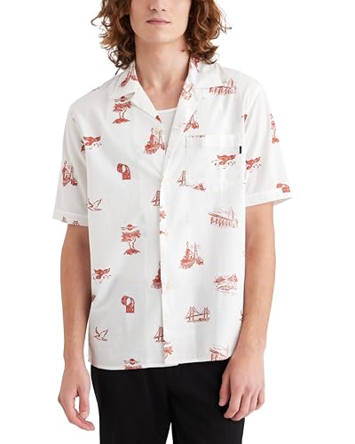 Docker's Men's Short Sleeve Camp Collar Shirt (Regular and Big & Tall), (New) Lucent White - Station (Slub), Medium - image 1