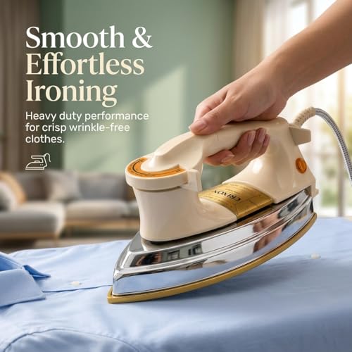 Image of 1.5KG Heavy Weight Dry Iron 1000W with 1 Year Replacement Warranty | Electric Iron Press for Clothes | Adjustable Temperature, Shockproof Heavy-Duty Body, Nonstick Soleplate | Made in India