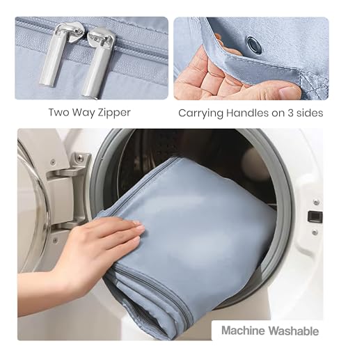 Image of Yellow Weaves Polyester Space Saving Self Compression Organizer Bag for Comforters, Blankets, Clothes, Travel, Storage Bag for Wardrobe, No Vacuum Needed, 2 Layer, Small (Pack of 1), Grey