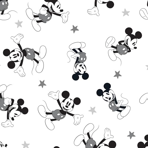Image of Lambs & Ivy Magical Mickey Mouse Cotton Fitted Crib Sheet - White, Disney