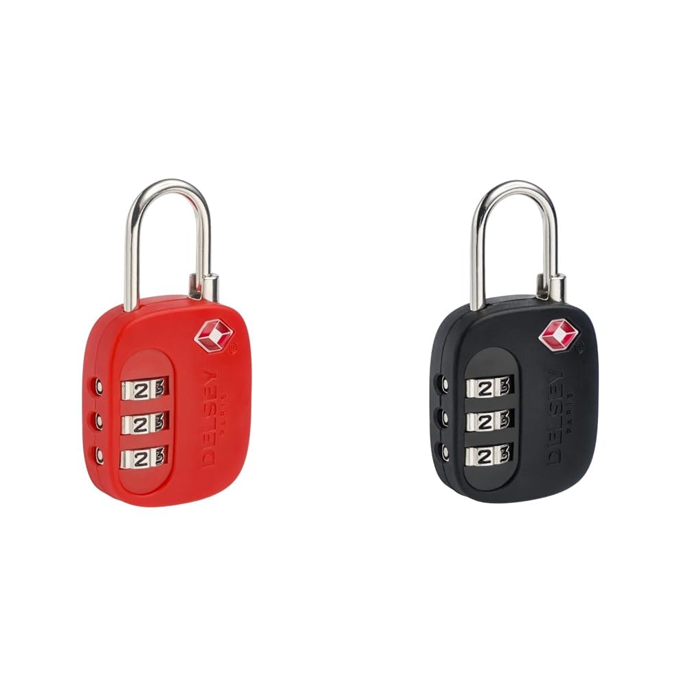 Red Luggage Lock (394021004) & Delsey Paris TSA 3 Digit Luggage Lock Black-picture-12