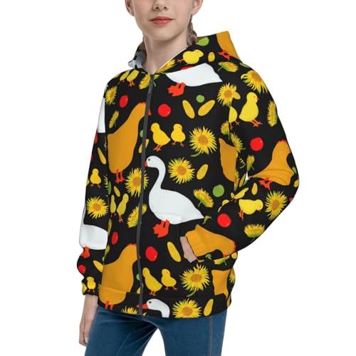 Farm Goose Kids Pullover Hoodies Boys Zip Up Sweatshirts Girls Athletic Clothes with Pocket