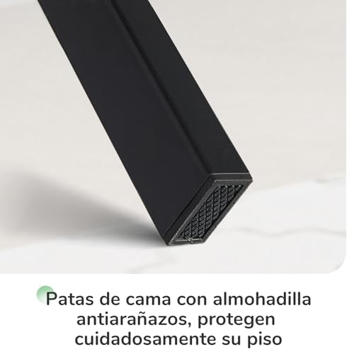 Miniatura 6 de Novilla Somier 180 x 200 con láminas de chopo, Altura 30 cm, Estructura de Cama 180x200 cm, con somier de láminas, Marco de Cama de Metal, para Adultos, niños y Adolescentes, fácil Montaje, Negro