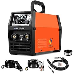 Ventilador Tiga HITBOX 4 en 1 Soldador Hilo Continuo Sin Gas 140A 230V Digital Portátil Soldadora MIG ARC LIFT TIG Spool Gun con Pantalla LED Ultraclara, Ideal para Soldadores Principiantes