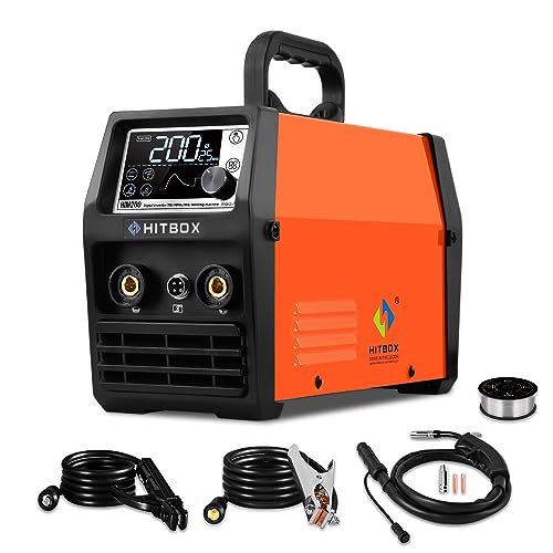 HITBOX 4 en 1 Soldador Hilo Continuo Sin Gas 140A 230V Digital Portátil Soldadora MIG ARC LIFT TIG...