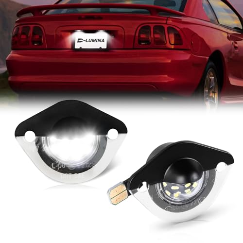 D-Lumina LED License Plate Light Tag Lamp Assembly for Fo-rd Mustang 1994-2004, Powered by 18-SMD 6000K White Tag Lights, Pack of 2