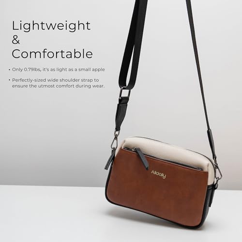 Image of Alldaily Small Triple Zip Crossbody Purse for Women, Vegan Leather Phone Bag with Wide Shoulder Strap
