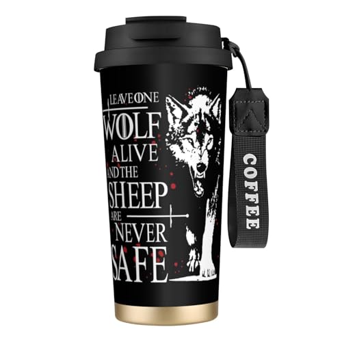 タンブラー コーヒー ウルフ 狼 アニマル柄 英字 水筒 ステンレス ボトル 魔法瓶 オフィス マグカップ カフェマグ 車用 マグボトル 真空断熱 保温 保冷 ふた付き 直飲み 広口 漏れない 二重構造 持ち運び 500ml