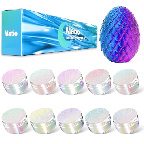 Matio Chameleon Mica Powder 10 * 5g White Chrome Powder Pearlescent Effect Color Shift Pigment Mica Powder Set for Epoxy Resin Soap Candle Dye Nail Art Makeup Bath Bombs Painting Slime Pigment