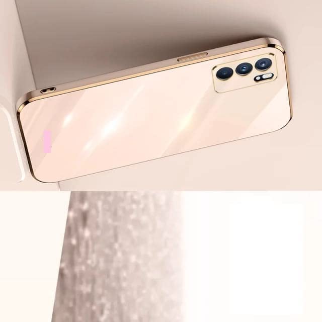 Image of Apurb Store for Oppo A16 Plating Square Gold Frame Phone Case Luxury Soft Silicone Back Cover (for Oppo A16, Pink)