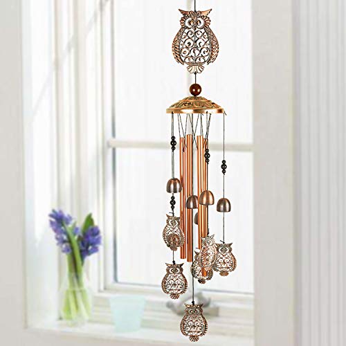 Ymxbl Owl Wind Chimes Outdoor Decoration, Portable Wind Bell, Owls Windchimes With 4 Tubes & 6 Bells, Owl Wind Catcher, Aluminum Owl Chime, Home Decor Mobile Wind Chime, Garden Windchime Gifts For Mom #TOP2