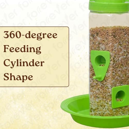 Image of FORREVER 2-in-1 Wild Bird Feeder & Waterer Combo - Hanging Green Feeder with Integrated Water Tray - Outdoor Bird Feeding Station for - Large Capacity & Easy to Clean (Combo)