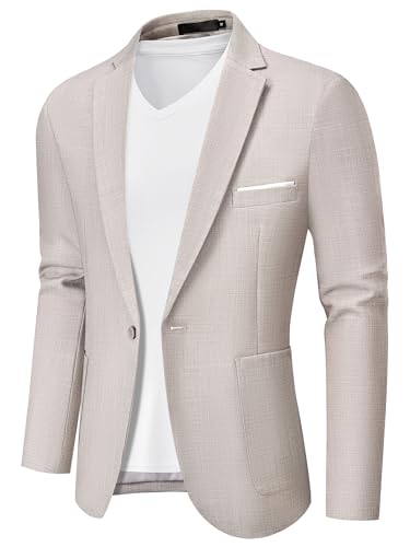 MAGE MALE Men's One Button Blazer Lightweight Casual Sport Coats Solid Color Suit Jacket