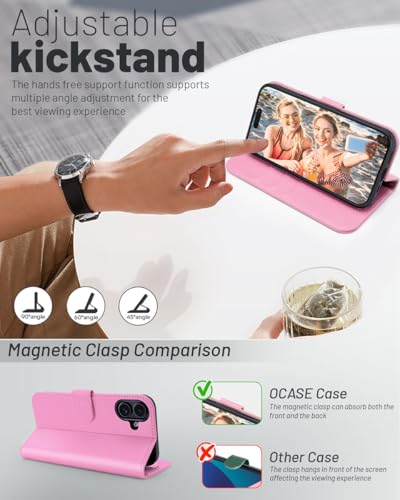 OCASE for iPhone 16 Case, PU Leather Wallet, Magnetic Flip Folio Cover with RFID Blocking, Card Holders, Shockproof TPU - Image 3