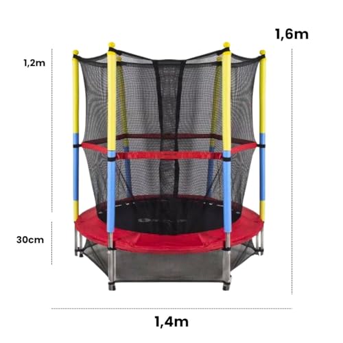 Cama Elástica Pula Pula Trampolim Infantil Colorida Criança Playground Rede com Zíper 1,6 Metros