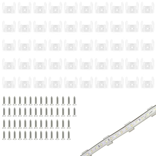 50PCS LED Néon Montage Clips,Fixation Ruban LED Néon Montage Clips Support de Montage pour Néon Inclure Vis pour 12mm à 14mm Silicone LED Bande...