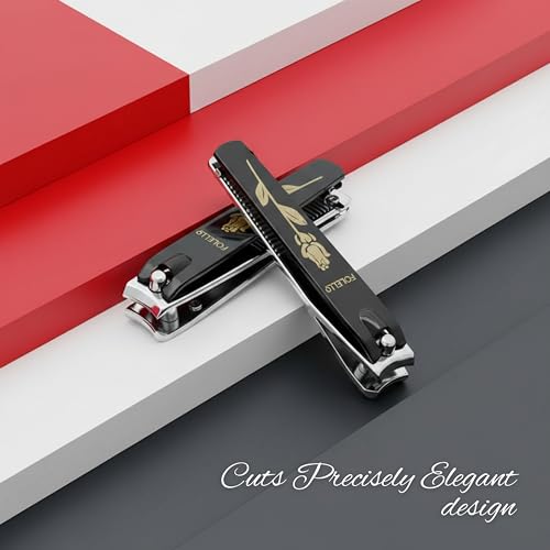 Image of FOLELLO Large Nail Clipper (Black) for Professional and Home Use, Nail Cutter for Women, Cuts Precisely Elegant design, Easy to Hold Unisex Nail Clipper /Cutter