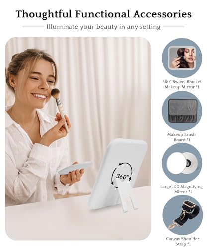 Image of MOMIRA Travel Makeup Bag Cosmetic Bag with Lighted Mirror, Adjustable Brightness in 3 Color Scenarios /Detachable makeup mirror, All-round Upgrade, Waterproof, Gift for Women -Black