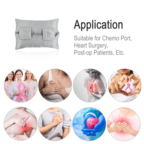 Image of Silky Satin Port Pillow Heart Surgery Pillows for Chemo Port After Open Heart Surgery Recovery Gifts Bypass Pacemaker Must Haves Protector Smooth Cooling Cushion Silver Gray