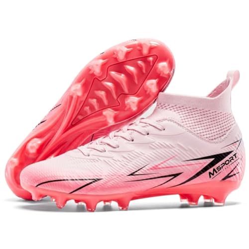 Msport Chaussures de Football Enfants/Adolescents à Crampons – Antidérapantes, Légères et Confortables – Idéales pour Gazon Naturel et Synthétique -...
