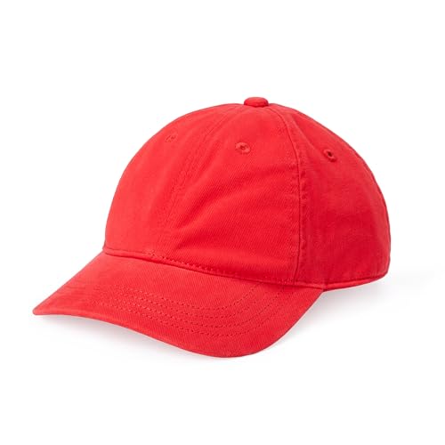 Amazon Essentials Unisex Kids Washed Cotton Baseball Cap for Boys and Girls Red Medium-Large
