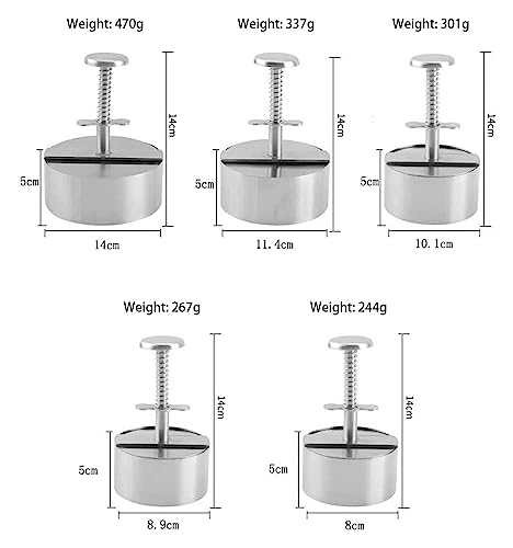 Burger Patty Maker Presse mit einstellbarer manueller Fleischpresse, antihaftbeschichteter Edelstahlschieber - Inklusive 100 Hamburger Patty Papers für einfaches Kochen