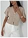 SOLY HUX Women's Short Sleeve Office 2025 Fall Winter Cardigan Sweater Button Down V Neck Slim Fit Knit Tops Plain Khaki Large
