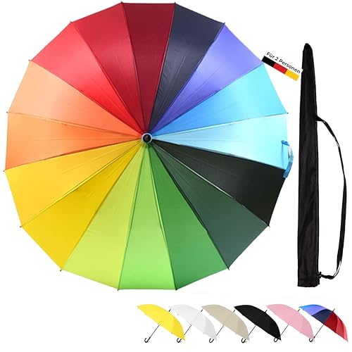 Sternenfunke Regenschirm Regenbogenfarben groß XXL Ø120 cm Stockschirm...