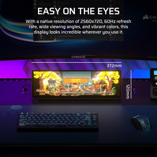 Image of Corsair XENEON Edge 14.5 Inch 2K Laptop LCD HDMI USB C AHVA Touch Screen - 2560 x 720, 60Hz, USB C DP Alt Mode, Internal and External Mount, 5-Point Multi-Touch, iCUE, for Windows PC