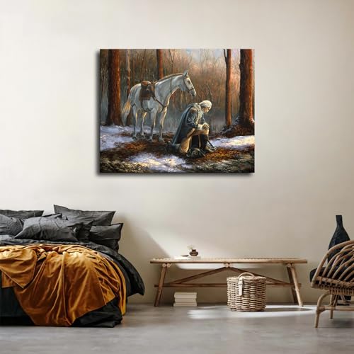 Yuplan George Washington Praying On The Snow In Forge Valley Canvas Poster Holiday Gift Hd Picture Modern Aesthetics Mural Wall Art Decoration thumb #3