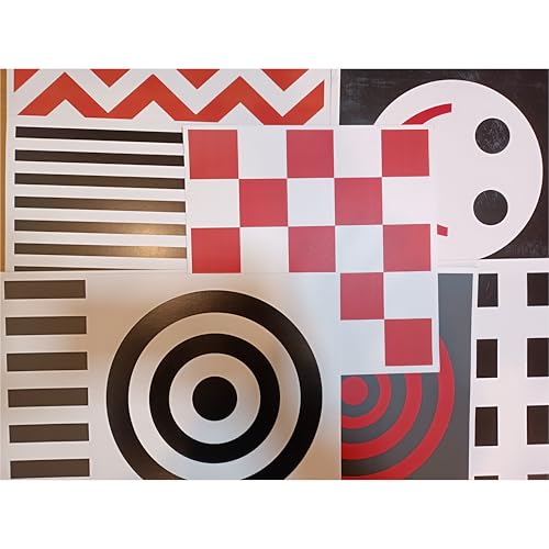 Image of Visual Stimulation Charts for Vision Therapy New borns, adolescent and adults - High-Contrast Visual Development Charts for Eye Tracking, Fixation, CVI, Autism & Pediatric Early Intervention (Pack of 8 Visual Stimulating Cards) FREE guidance from the clinic on usage