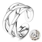 ZELORES 925 Sterling Silver Celtic Knot Rings Open Knuckle Rings for Women Adjustable Thumb Finger Rings Minimalist Cross Line Band Rings (Silver)