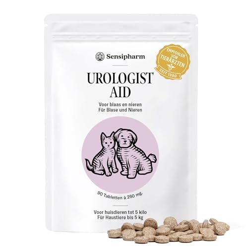 Sensipharm Urologist Aid para Gato, Perro, Cavia, Conejo - En la cistitis, vejiga, estruvita, oxalato y cálculos renales - 90 Tabletas de 250 mg