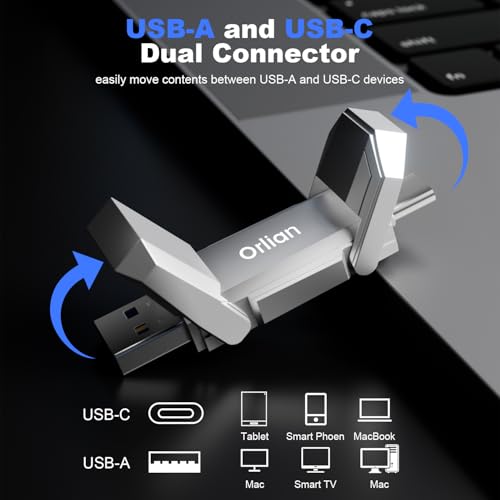 Image of Orlian 1TB External Portable SSD USB Solid State Drive Up to 500MB /s USB 3.2 Gen 2 Dual Drive Type C + USB A Solid State Thumb Drive for Phone /Android Laptops /Windows /Mac, Silver