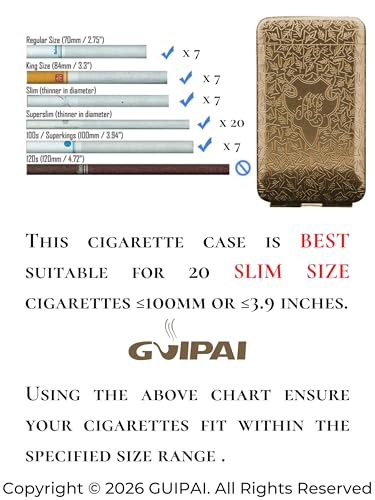Image of GUIPAI Metal Cigarette Case | Smart Internal Divider | Retro and Stylish | Pocket size | Gift Pouch Included | Unisex |