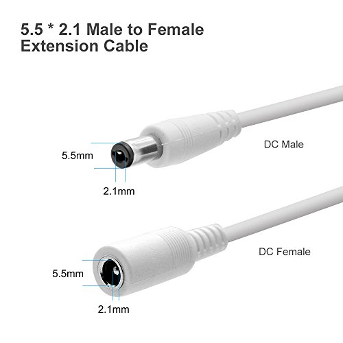 Iberls Dc Extension Cable Cord (12Ft 2-Pack) 5.5X2.1Mm 12V 9V 24V Male To Female Power Plug Cords For Security Camera, Cctv, Ip Cameras, Led Light Strip, Standalone Dvr #TOP2