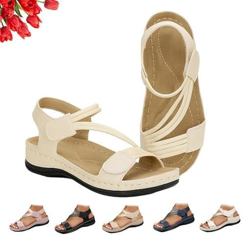 Women's Summer Fisherman Sandals, Adjustable Ankle Strap Open-Toe Platform Wedge Heel Leather Casual Shoes