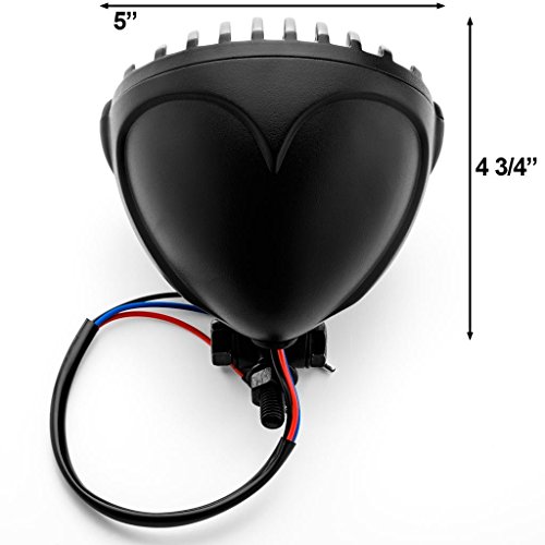 Taswk 5" Motorcycle Headlight Grill Prison Chopper Bobber Head Lamp (Black) #TOP5