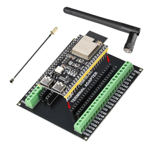 Image of ESP32-S3-N16R8 Development Board with Pre-soldered Headers + 2.4G Antenna + IPEX Cable + Expansion Board, ESP32 KIT Dual Type-C WiFi Bluetooth 5.0 16MB Flash 8MB PSRAM for Arduino IoT