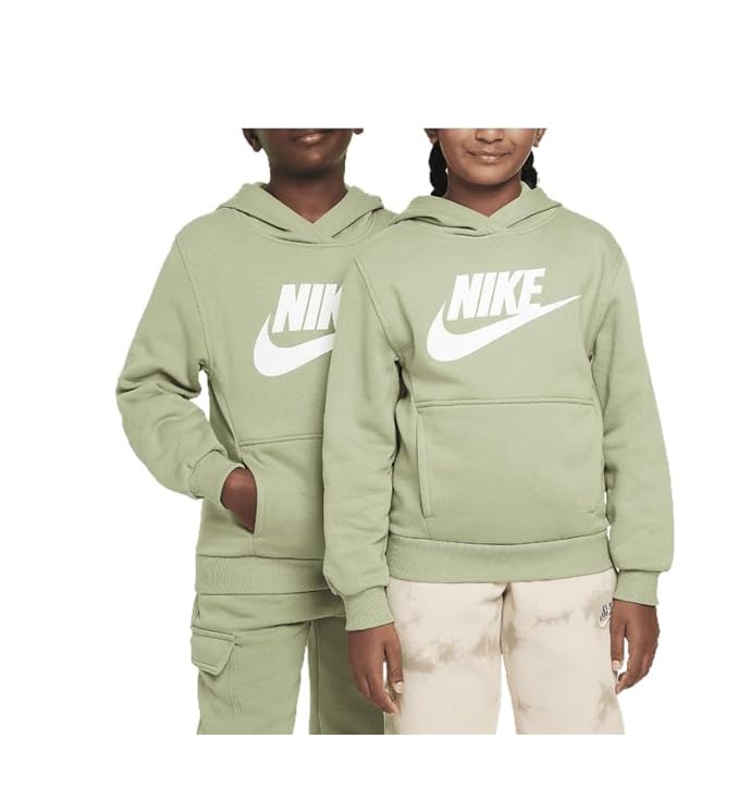 Nike Sportswear Club Fleece Big Kids' Hoodie (FD2988-386, Oil Green/White)