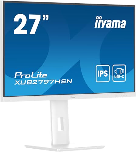 iiyama Prolite XUB2797HSN-W2 68,5cm 27" IPS LED-Monitor Full-HD 100Hz HDMI DP-in/Out DaisyChain USB3.2 USB-C Dock 65W LAN Slim-Line Höhenverstellung Pivot AdaptiveSync weiß