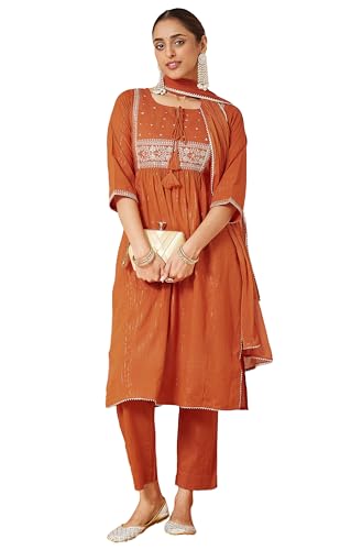 Kurta en pur coton brodé Janasya avec finitions haut de gamme en taille M