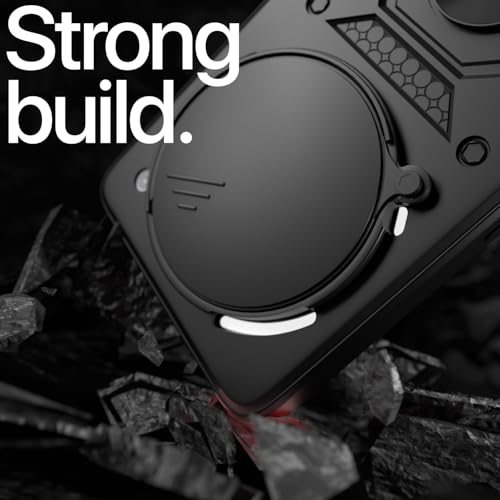 Image of Pikkme Back Cover for Nothing Phone 3a Pro 5G | 360 Protection Case | Sliding Camera Shield Cover & Ring Holder Stand D10 Tough Armor Bumper Case (Black)