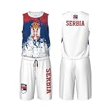 Serbia Flag Grain Basketball Jersey Uniform Suit for Men Adults Training Athletic Set