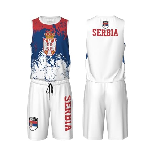 Serbia Flag Grain (1) Basketball Jersey Uniform Suit for Men Adults Training Athletic Set