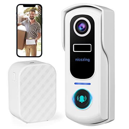 Campanello senza fili da Esterno con Telecamera, nicezing 2K FHD Videocitofono Wifi Campanello Video, Citofono Telecamera con Suoneria,Rilevamento Movimento PIR, Audio Bidirezionale, IP67 Impermeabile
