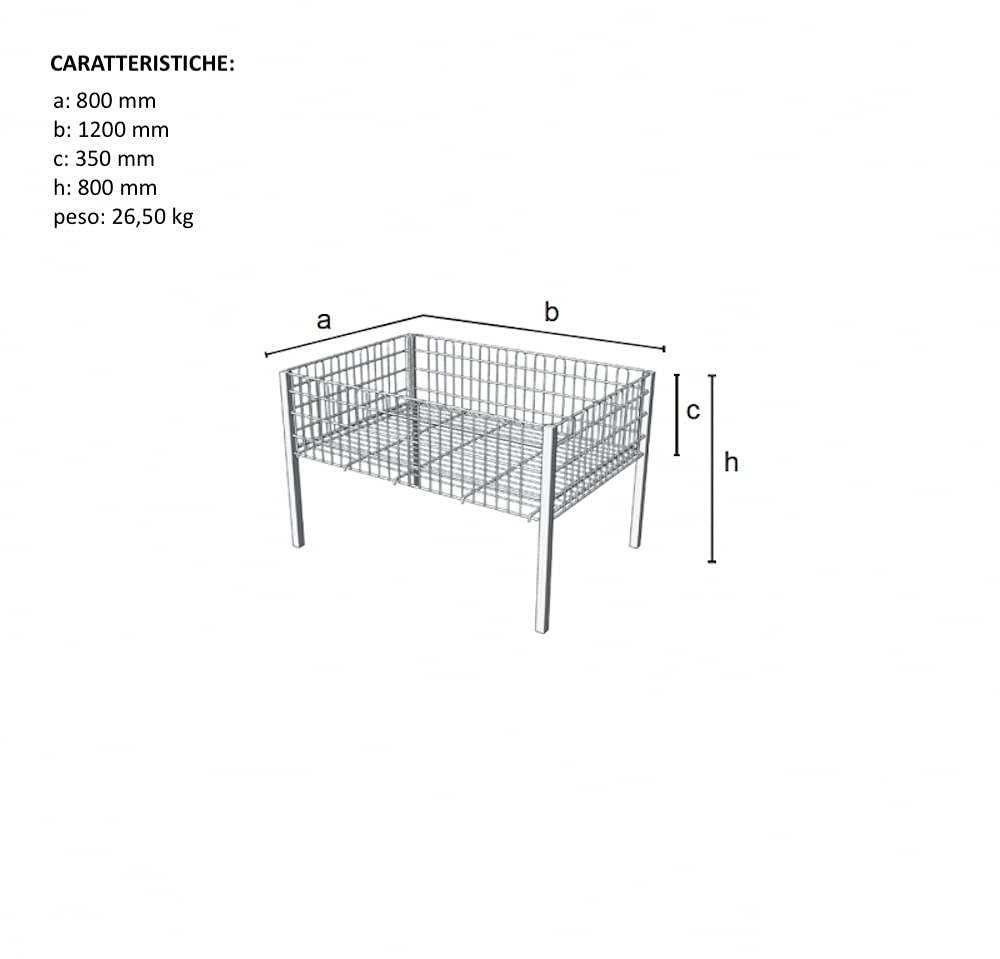 CESTA PROMOZIONALE IN METALLO cm 120X80X80H, FINITURA CROMATA