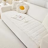 Awjcsv Couch Cover for Dogs Washable, Fuzzy Pet Couch Covers for 2 Cushion Sofa Pet Friendly, Non Slip Sofa Cover (White, 27.6' x 59'/70 x 150cm)